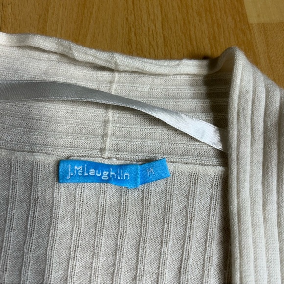 J. McLaughlin Cream Ella Open Front Cardigan 100% Cashmere - Picture 4 of 8